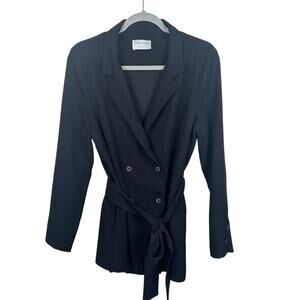 Modern Citizen Double Breasted Tie Waist Thin Black Blazer Shirt Small